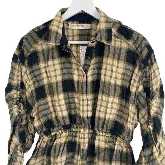 Free People Pacific Dawn Plaid Peplum Top - Picture 3 of 4